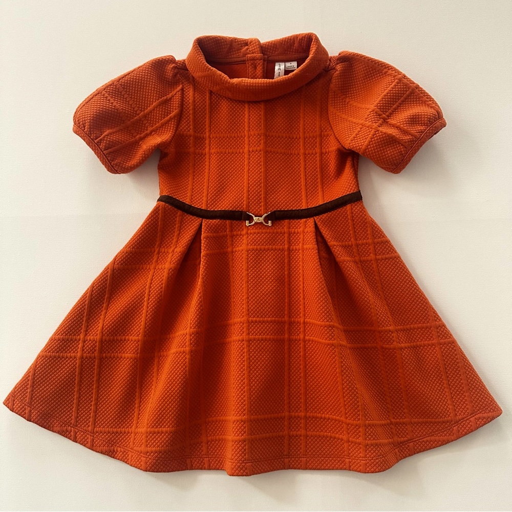 Janie and Jack Girls 4 Orange Textured Dress Fall